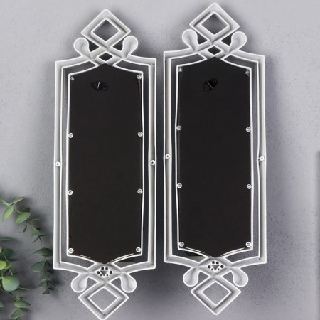 Climber Plastic, glass for 1 candle "Mirror light" set 2 pcs D-4 cm white 8x11.5x37 cm 90688-1