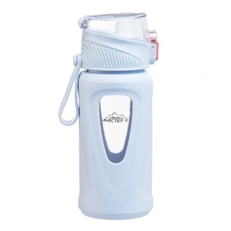 Water bottle, 400 ml, 19.5 x 7 x 5.2 cm, glass, blue-1