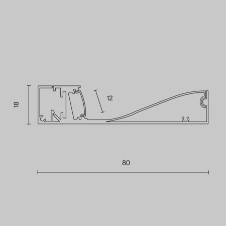 Aluminum profile of the Maytoni plinth with a backlight 80x18 mm, 2 m-6