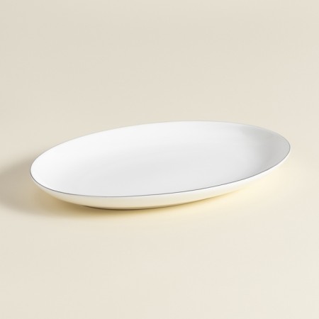 A plate for serving SL Home "Cascon", 25.4 × 18.5 × 2.5 cm, oval, bone porcelain, white-3
