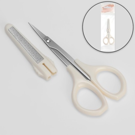 Scissors are manicure, with a cap-drop, straight, 9.6 cm, silver/gray color-1