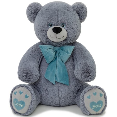 Soft toy "Bear Pierre with a bow", gray color, 130 cm