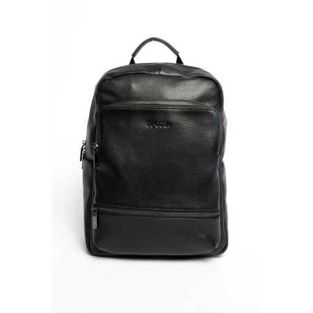 Male backpack, genuine leather, de-gosa black, 27x13x36 cm
