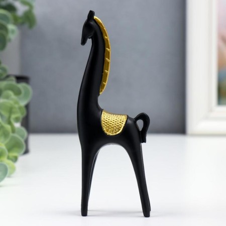 Polystone souvenir "Black horse with a golden mane" 15x2.5x5 cm-2