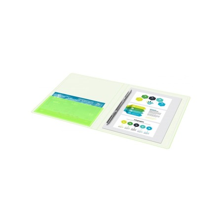 Folder with A4, 700 μm, 27 mm, calligrata duble neon, inner pocket, up to 180 sheets, light green neon-4