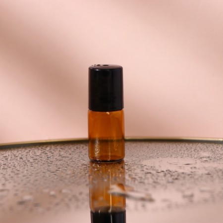 Window bottle for perfume, with a glass roller, 3 ml, brown color/black-2