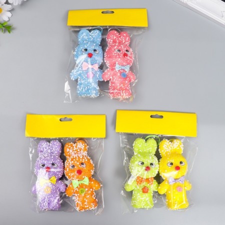 Decor Suspension "Puke -eyed bunnies - Sprinking, with a bow" set 2 pcs mix 12 cm-3
