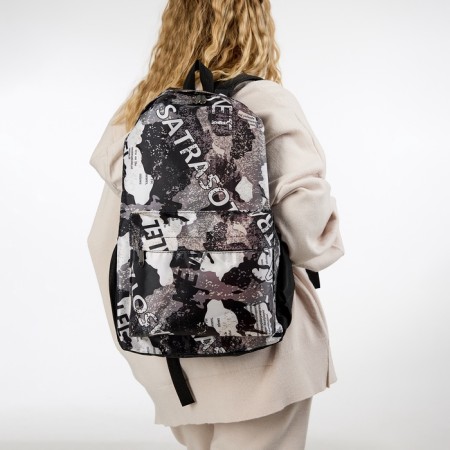 Youth backpack from textiles, 3 pockets, black/gray color-6