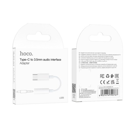 Adapter Hoco LS35, Type -C (M) - Jack 3.5mm (F), White-9