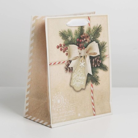 Craft vertical package “Happy New Year!”, 18 x 23 x 10 cm, New Year