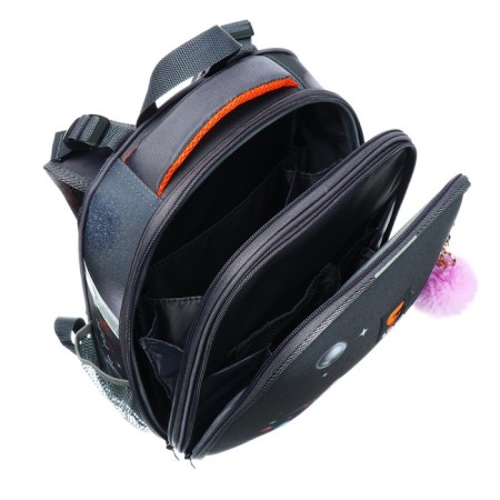 School backpack 38 x 30 x 16 cm, ergonomic back, Stavia "Martian cat", gray-7