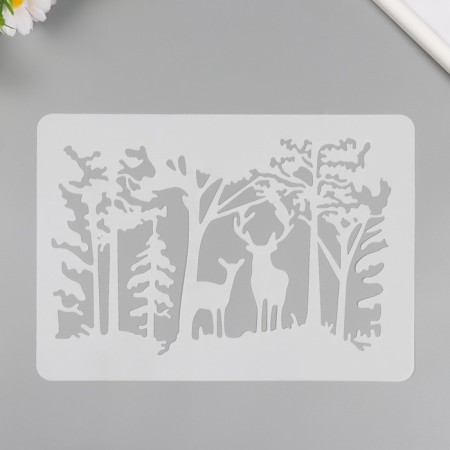 Stencil plastic "deer in the forest" 21x29.7 cm