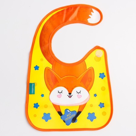 Bibslate for feeding "fox" waterproof on Velcro, with a pocket