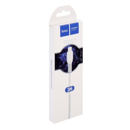 Hoco X20 cable, Lightning - USB, 2 A, 3 m, PVC braid, white-3
