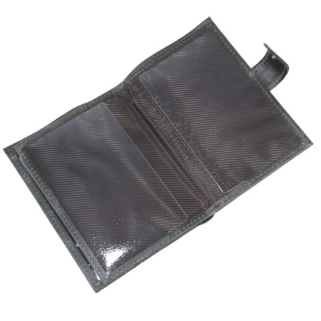 Cover for passport and auto documents, with cards and bills, with a button, genuine leather, green color-2