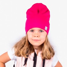 A hat for a girl is single-layer, fuchsia color, size 50-54