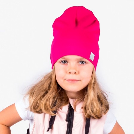 A hat for a girl is single-layer, fuchsia color, size 50-54