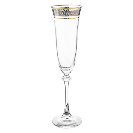 A set of glasses for champagne Asio, decor “Panto Platinum, Gold Gold”, 190 ml X 6 pcs.