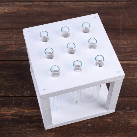 Wooden Kashpo 15.5 × 15.5 × 16.5 cm with 9 flasks "square", white give beautifully-2