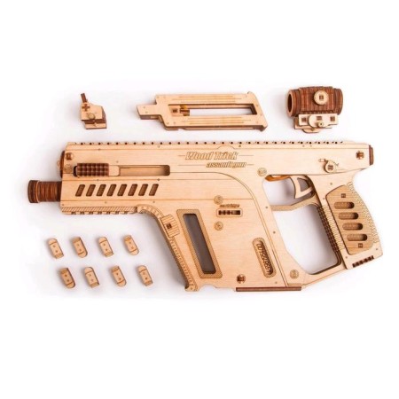 Mechanical 3D puzzle made of wood "assault rifle"-9