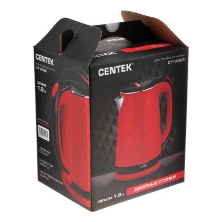 Electric kettle Centek CT-0022, plastic, Metal flask, 1.8 l, 2000 watts, red-6