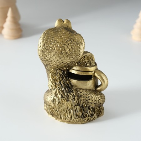 Piglite Polystone "Snake with a watering can" gold 7x6x10 cm-3
