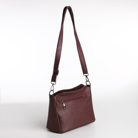 Cross-Bodi bag with zipper, dark pink color-1