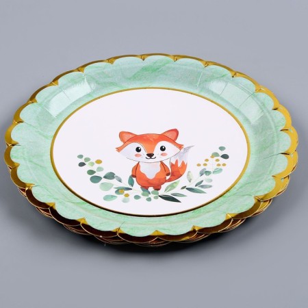 Paper “Fox” plate, in a set of 6 pcs.-1