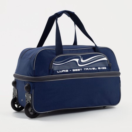 Road bag on wheels, a lightning department, with an increase, an outer pocket, blue color