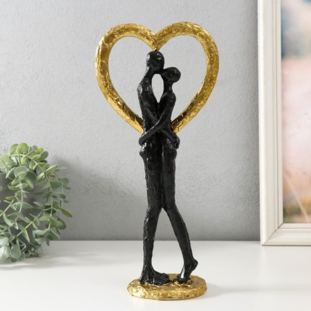 Souvenir Polystone "Abstraction. Kiss at the heart" gold with black 14.5x9x32 cm