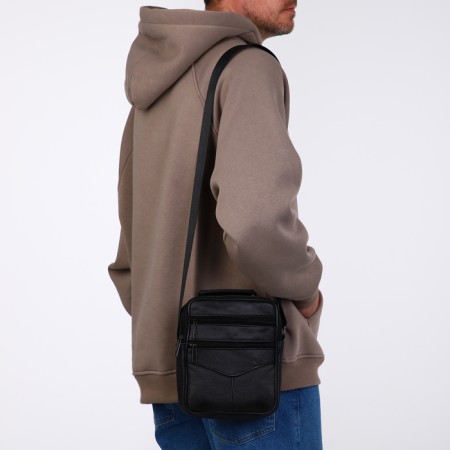 Male bag on lightning, long belt, black color-5