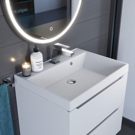 Sink uperwood Classic quartz 60 cm, quartz, white matte, jasmine-1