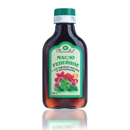 Burdock oil mirrolla with castor oil and vitamins, 100 ml