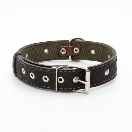 The collar combined dimensionless, leather/tarpaulin, 65 x 3.5 cm, Osh 31-61 cm, black-1
