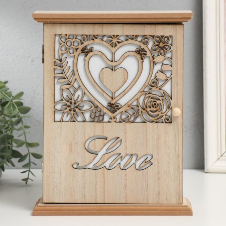 Keywood tree 6 hooks "Heart in flowers" 26.5x20.8x6.3 cm