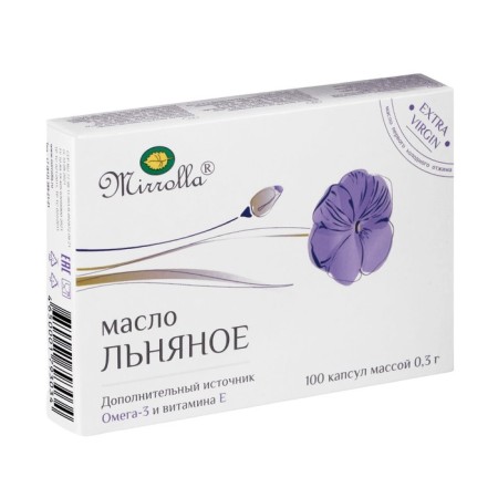 Flax oil mirrolla, 100 capsules of 0.3 g