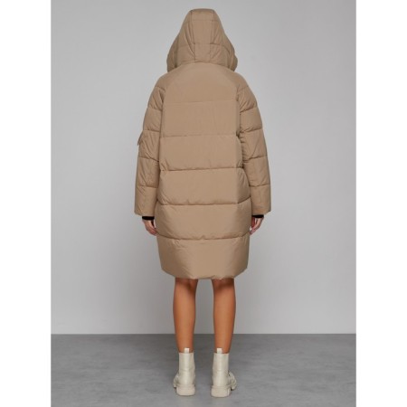 Coat insulated winter female, size 50, color light brown-3