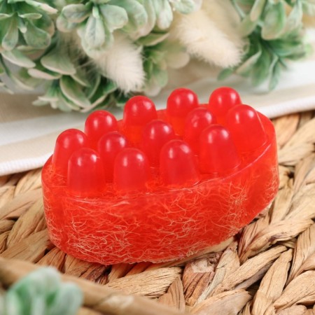 Massage soap with Luffa "Raspberry/Blackberry" 100 g "Dobroparov" Pink