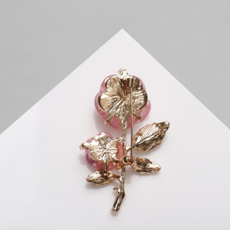 Brooch "Flower" Tenderness, pink green in gold-1