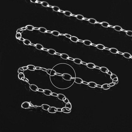 A chain with a carbine l = 60 cm (set 5 pcs.) 3 × 2 mm, cm-1935, color, color silver