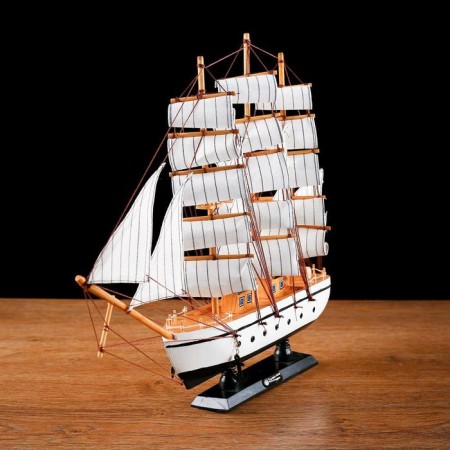 The ship souvenir medium "Pillad", white sides, white sails, 45x9x41 cm-2
