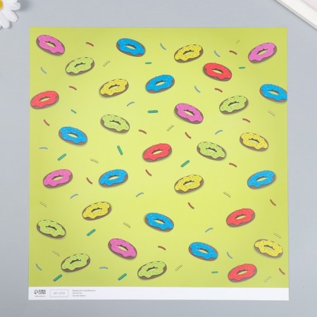 Scrapbooking paper "Donuts" density 180 g 30.5x32 cm-1