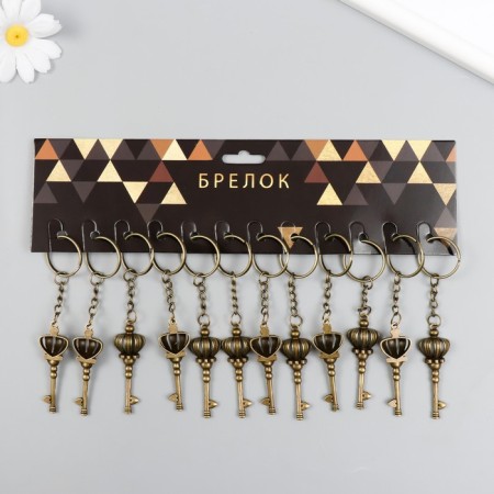 Metal keychain "Key - Crown" bronze 1.9x5.6 cm-3