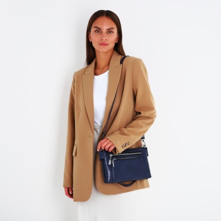 Bag Cross-Bodi with a zipper, blue color-9