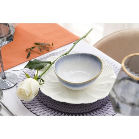 Porcelain dining plate Magistro "Chamomile", D = 24 cm, white color-5