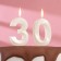 Candle in the cake anniversary "line" (set 2 in 1), number 30, pearl, 6.5 cm