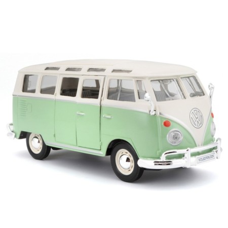 MASTO DIE-CAST Volkswagen Van Samba, opening doors, 1:25, green color-1