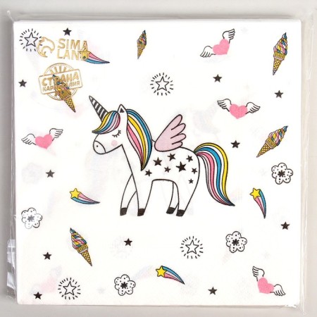 Paper napkins "Unicorn", 33x33 cm, set 20 pcs., White color-2