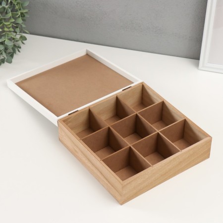 Casket tree with divisions "Collection of cups" 23.3x23.3x8 cm-2