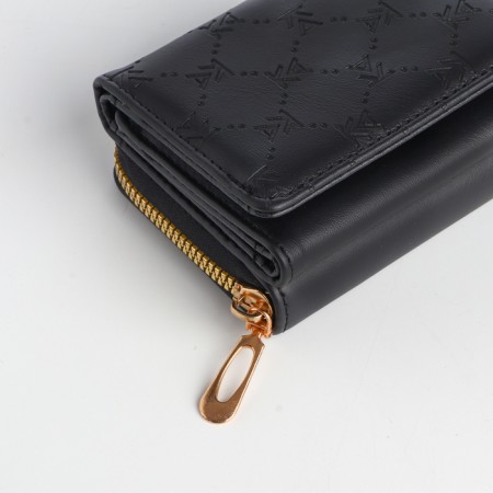 Women's wallet on the button, black color-6